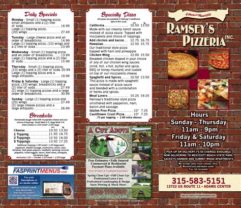 domino's pizza ramsey menu